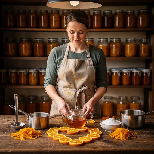 Šildantis arbatos puodelis su garuojančiu skysčiu ir citrinų riekelėmis.